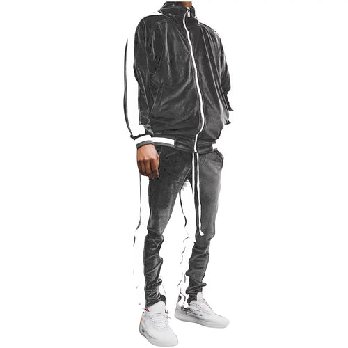 Velour Tracksuit Mens,2023 Men'S Velour Tracksuit 2 Pieces Winter Warm Full Zip up Jacket Sweatpants Fitness Sportswear Sweatsuit Jogger Sets trendy women's fashion | Sneha Styles