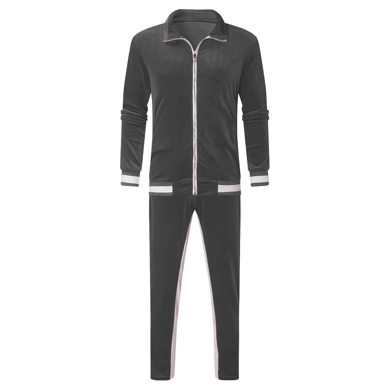 Velour Tracksuit Mens,2023 Men'S Velour Tracksuit 2 Pieces Winter Warm Full Zip up Jacket Sweatpants Fitness Sportswear Sweatsuit Jogger Sets trendy women's fashion | Sneha Styles