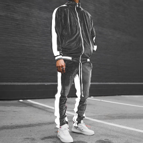 Velour Tracksuit Mens,2023 Men'S Velour Tracksuit 2 Pieces Winter Warm Full Zip up Jacket Sweatpants Fitness Sportswear Sweatsuit Jogger Sets trendy women's fashion | Sneha Styles